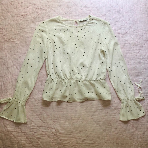 Bershka Tops - Bershka Polka dotted Cropped Peplum